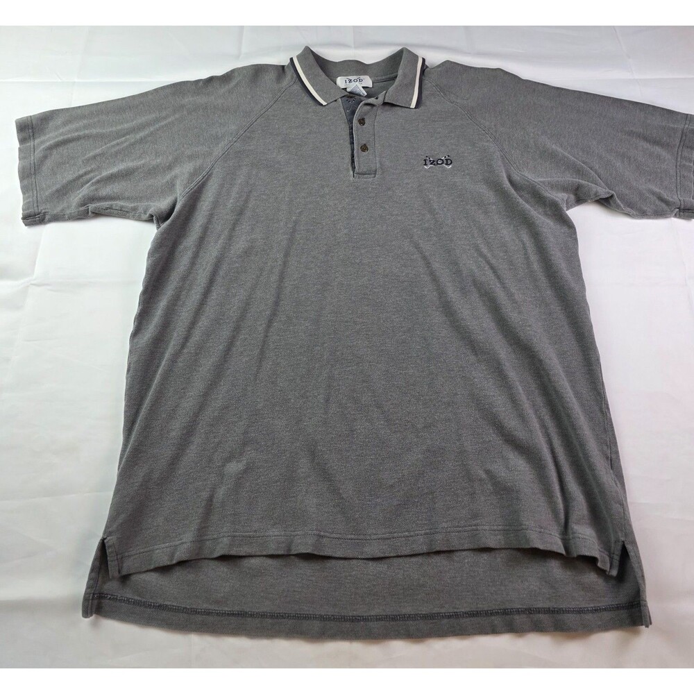Izod Polo Mens Large Gray Short Sleeve Shirt‎ Golf Clubs Embroidery